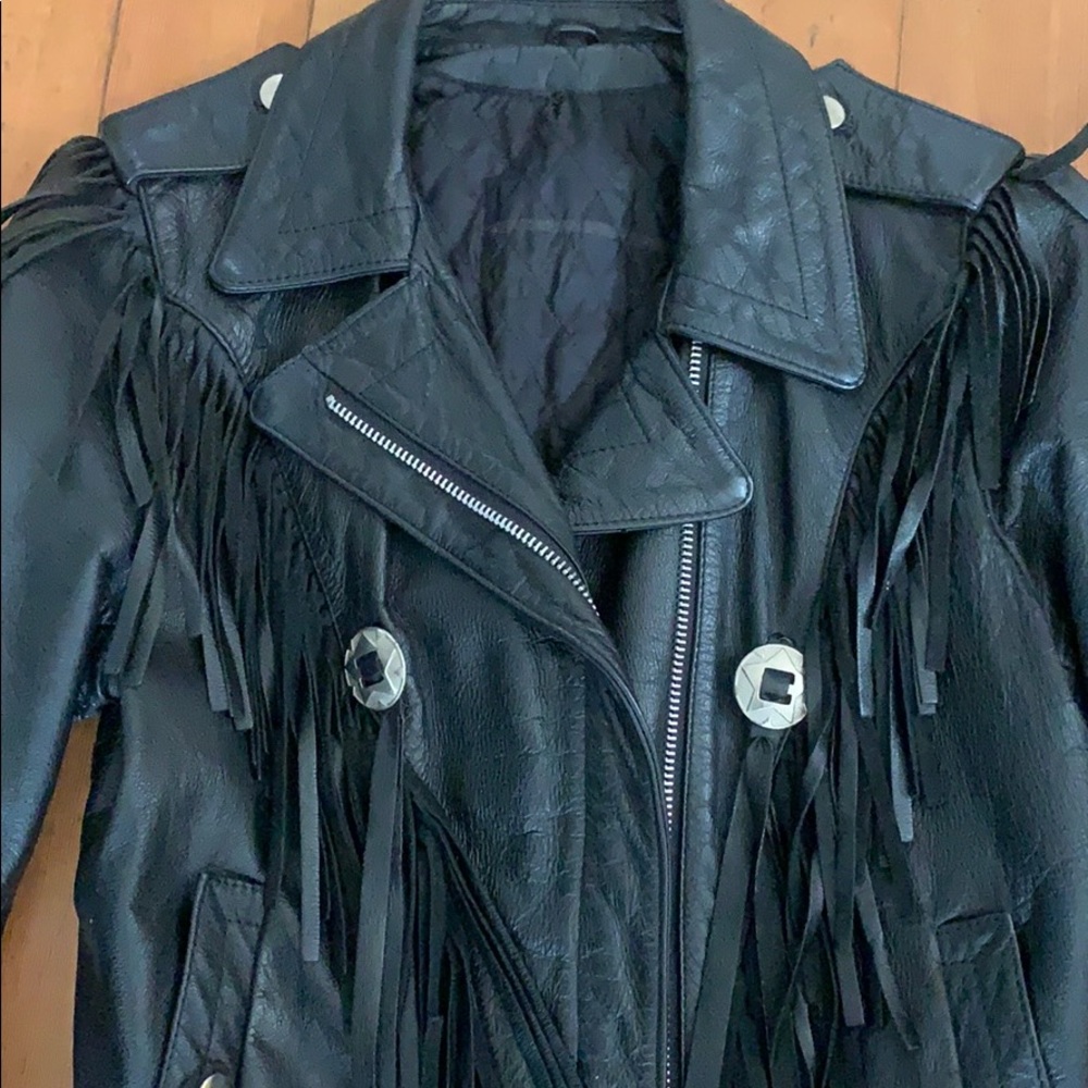 Vintage Leather Fringe Moto Jacket